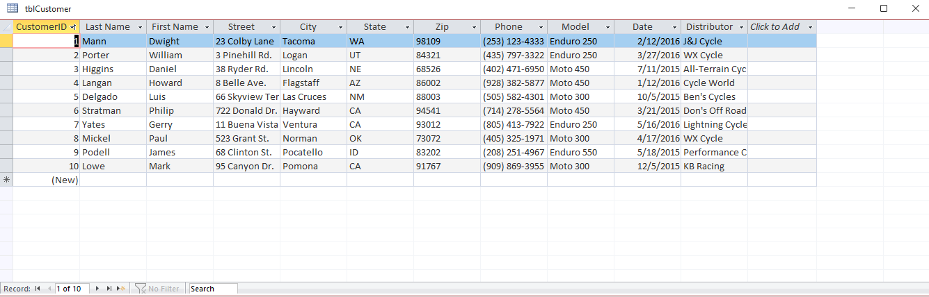Chapter 6 Running Case Assignment: Improving Decision Making: Redesigning the Customer Database