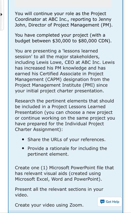  You will continue your role as the Project Coordinator at ABC