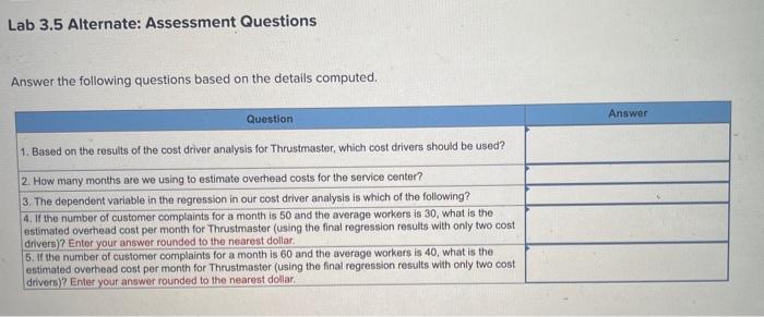 pictured Lab 3.5 Alternate: Assessment Questions Answer the following questions based on