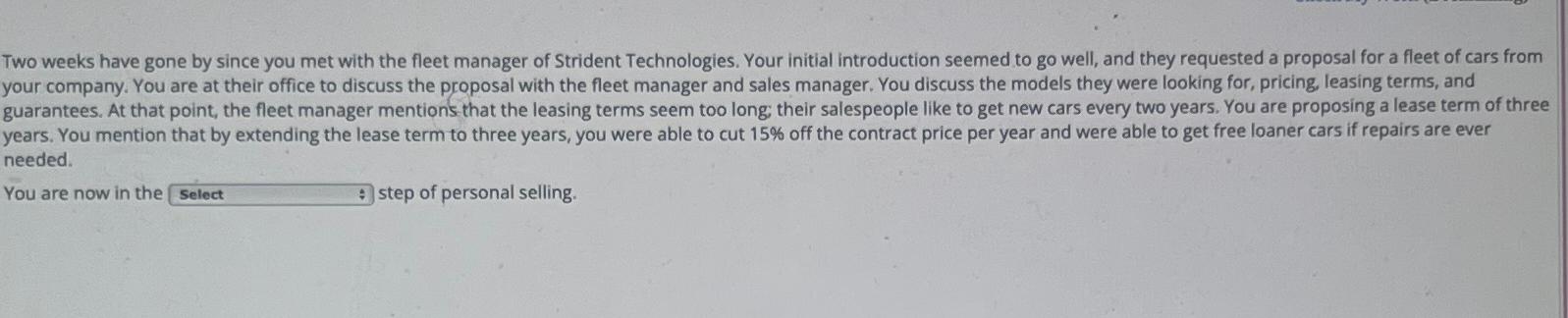  Two weeks have gone by since you met with the fleet