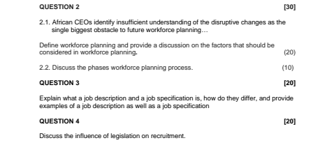 Human Resource Management 2 QUESTION 2 2.1. African CEOs identify insufficient
