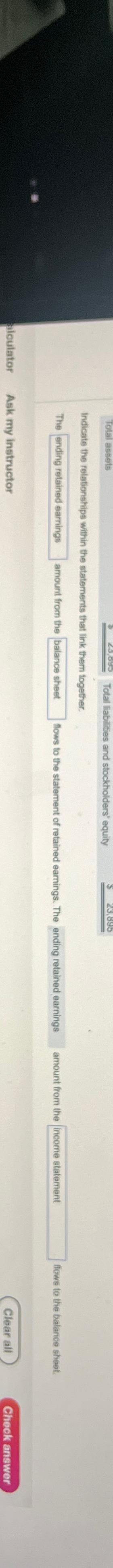  Indicate the relationships within the statements that link them together. alculator