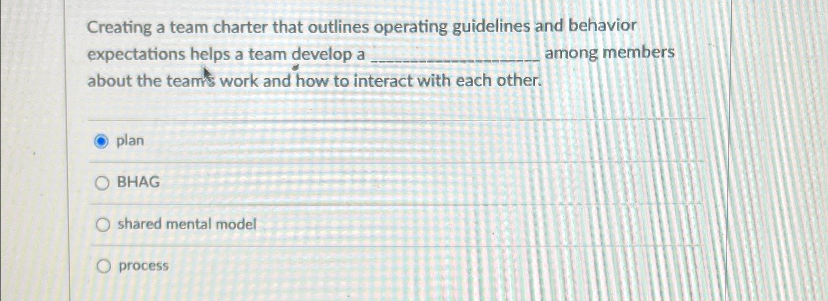  Creating a team charter that outlines operating guidelines and behavior expectations