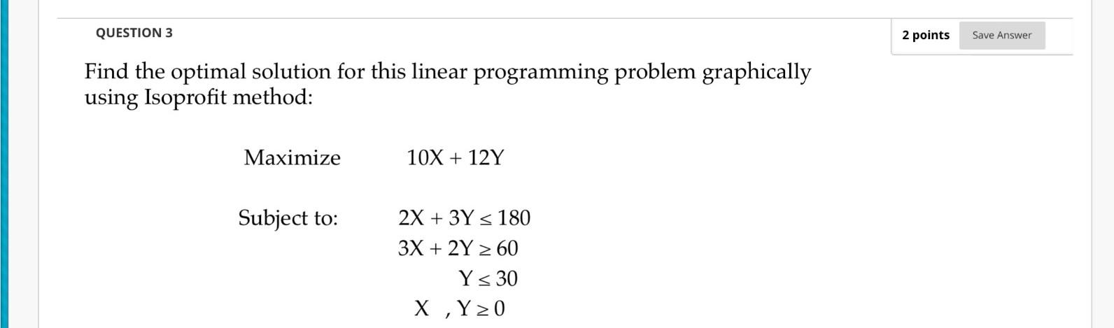 Find the optimal solution for this linear programming problem graphically using