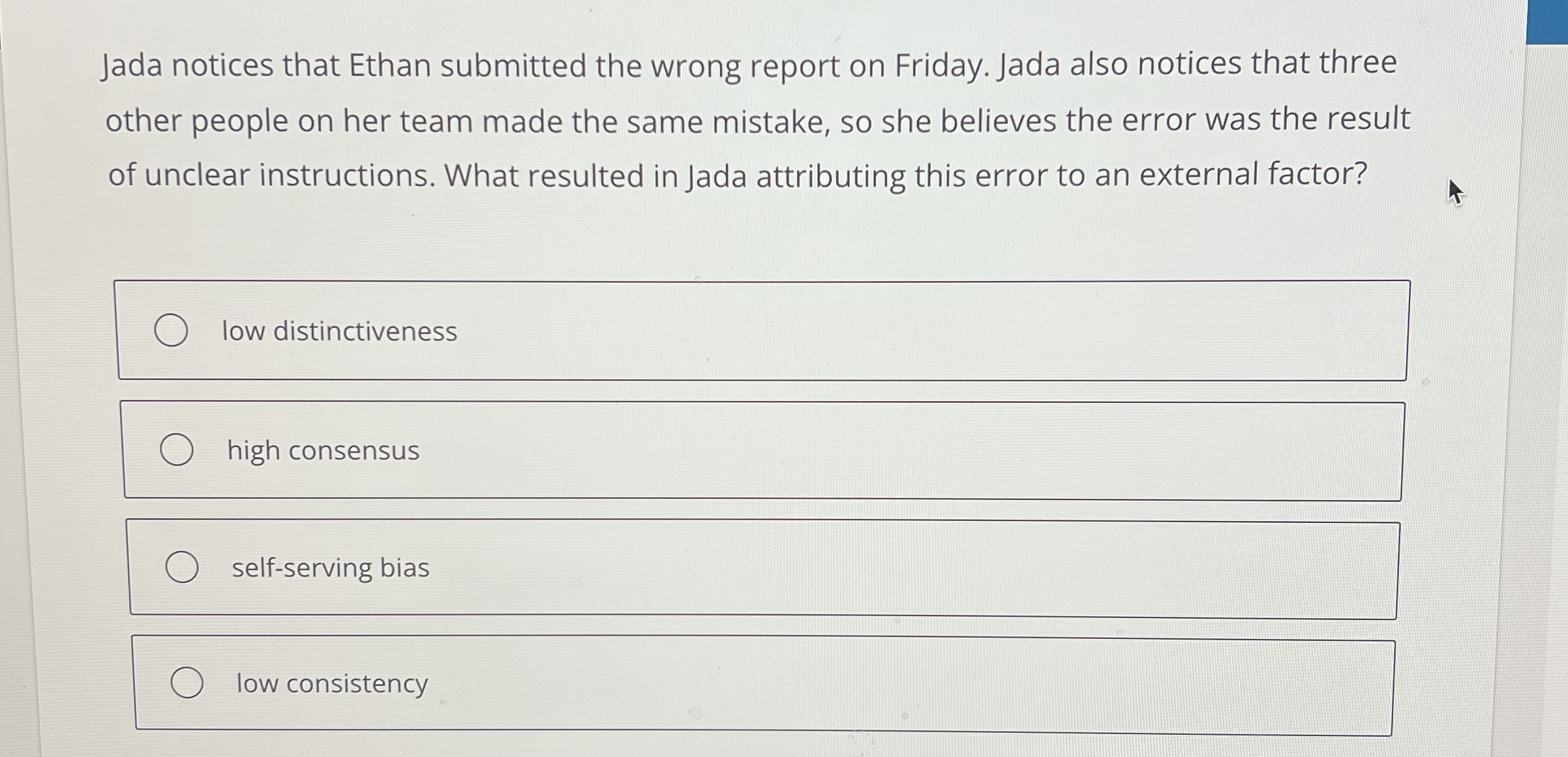  Jada notices that Ethan submitted the wrong report on Friday. Jada