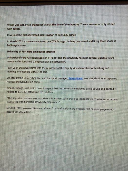 Identify stakeholders employement laws Issues Advise/solutions References University of Fort Hare employee