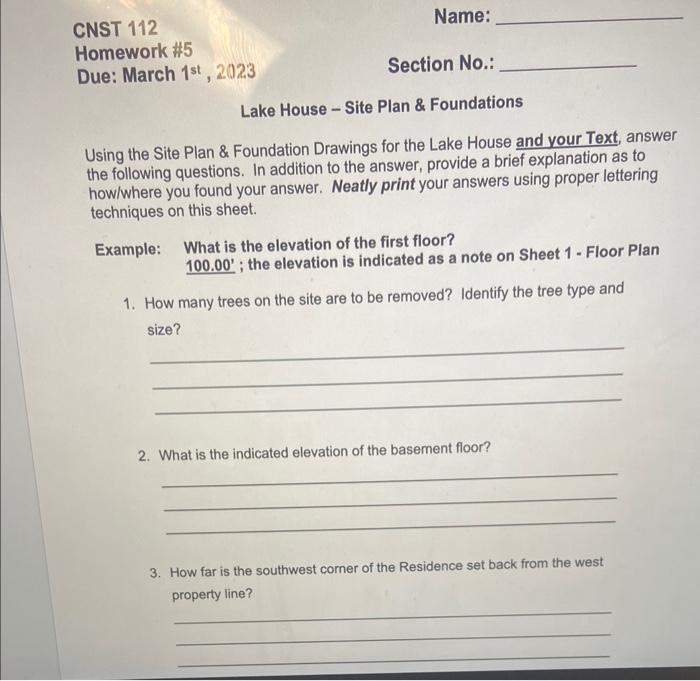  Using the Site Plan \& Foundation Drawings for the Lake House