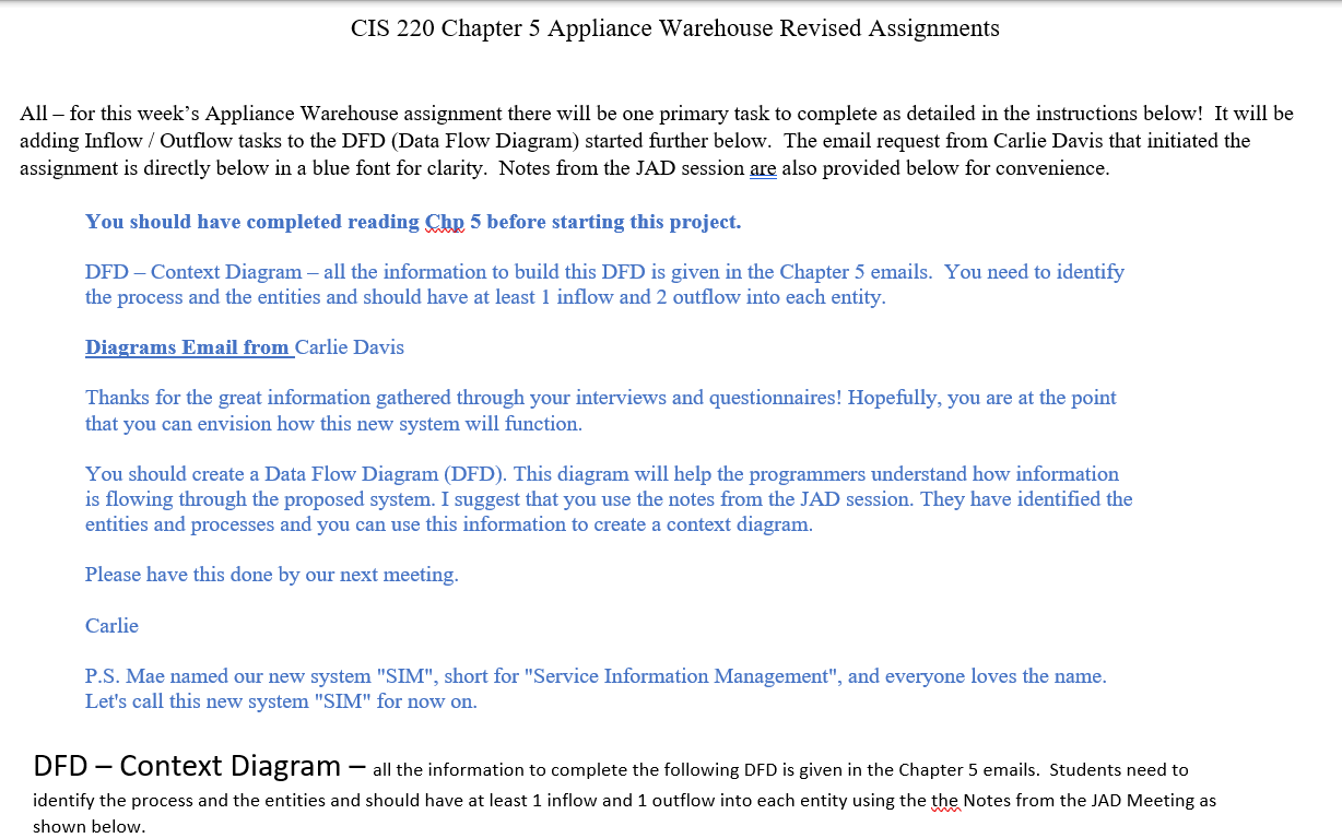  CIS 220 Chapter 5 Appliance Warehouse Revised Assignments All - for