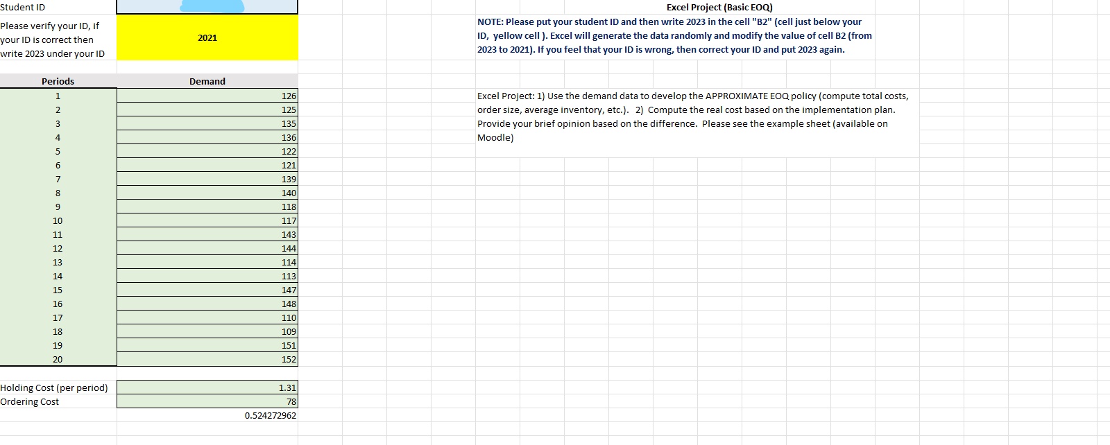 The task is based on Inventory Models. It will provide you with
