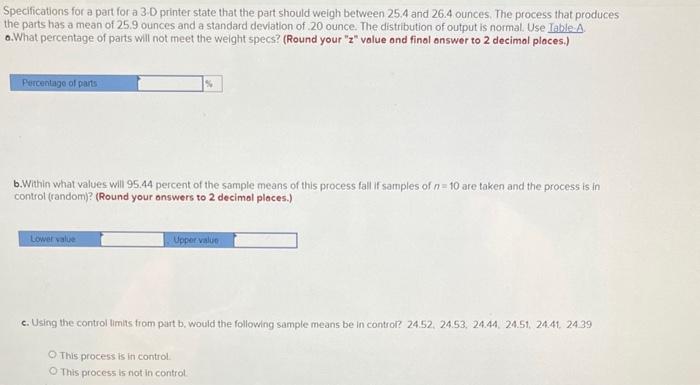  specifications for a part for a 3.D printer state that the
