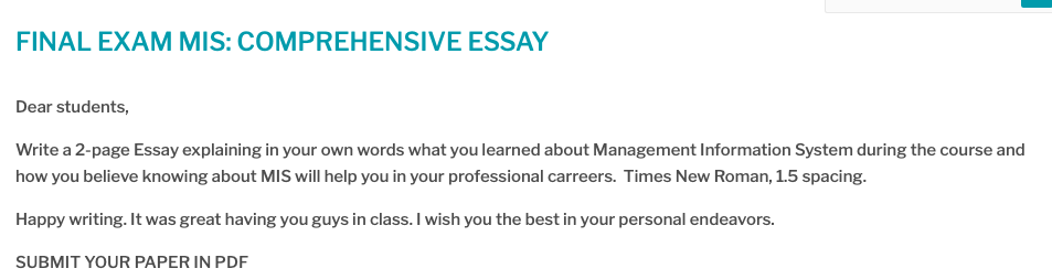 Write a 2-page Essay explaining in your own words what you learned