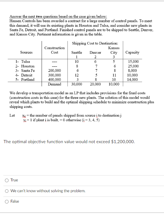  Answer the next two questions based on the case given below: