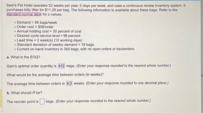 can you please answer part (B) only ! thank you ! Sam's