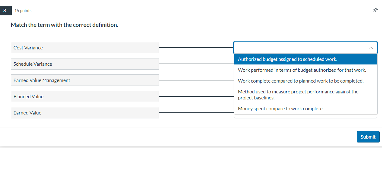  Match the term with the correct definition