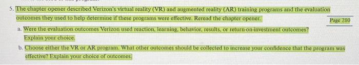  5. The chapter opener described Verizon's virtual reality (VR) and augmented