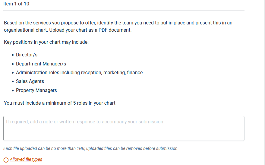 Based on the services you propose to offer, identify the team