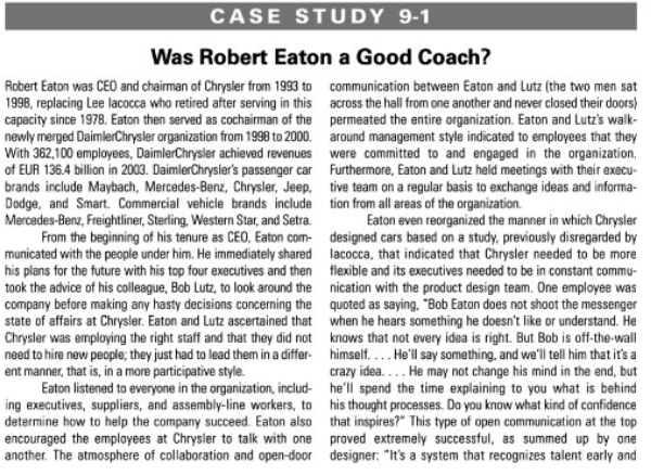  Based on the above description, please evaluate Bob Eaton's coaching skills