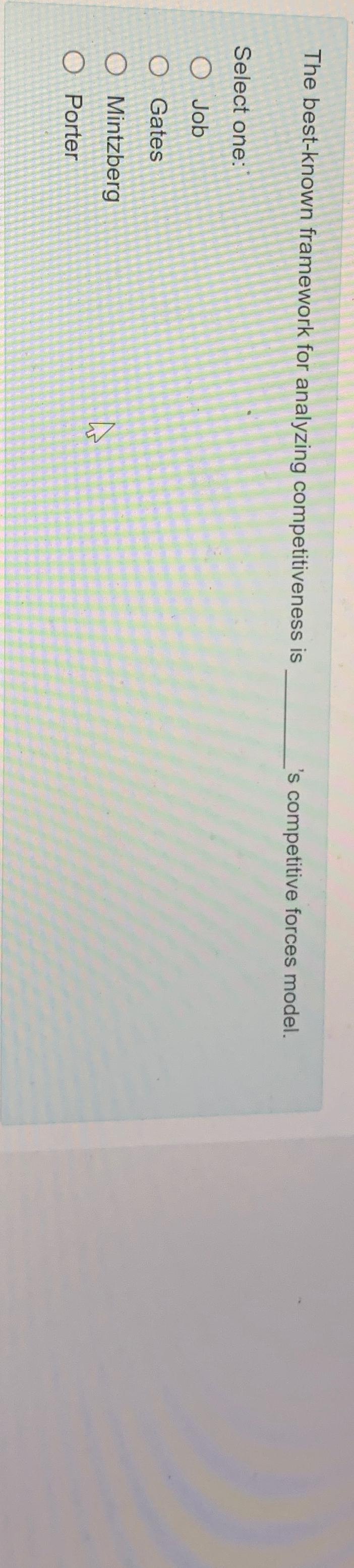  The best-known framework for analyzing competitiveness is s competitive forces model.