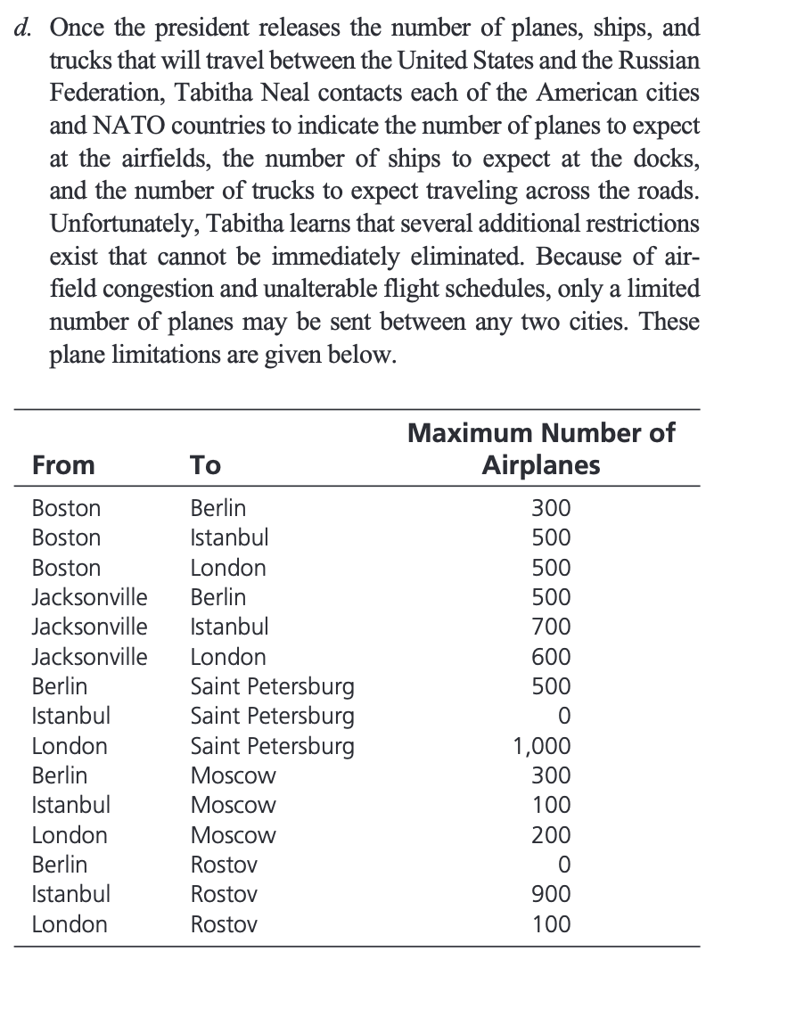 Please include Excel formulas and Solver formulation :) d. Once the president