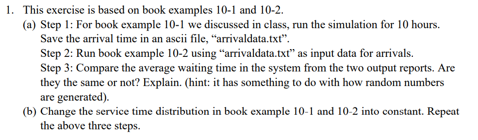 1. This exercise is based on book examples 10-1 and 10-2. (a)