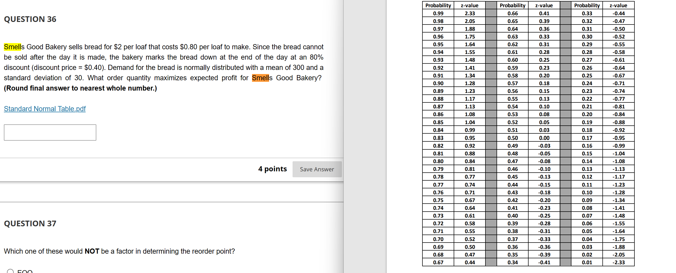 Smells Good Bakery sells bread for $2 per loaf that costs