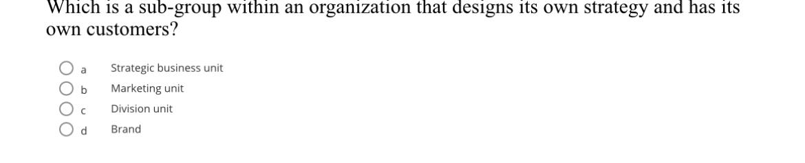  Which is a sub-group within an organization that designs its own