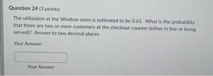  The utilization at the Windsor store is estimated to be 0.65