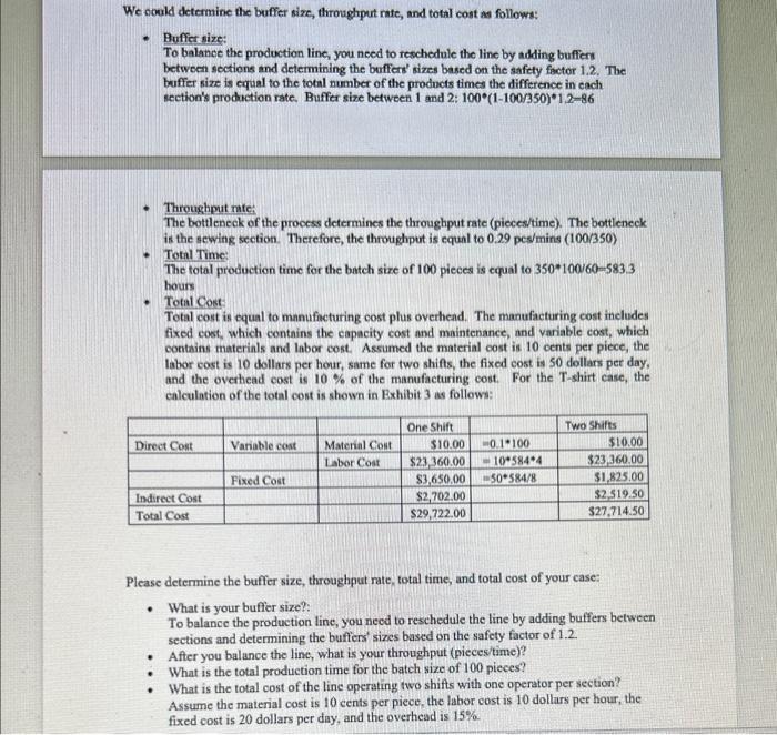 the total production time for 100 pieces In this assignment, we will