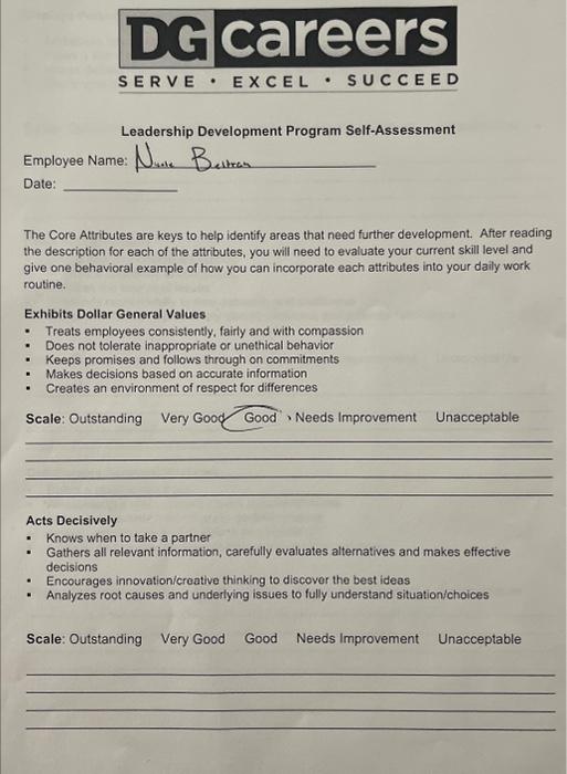  The Core Attributes are keys to help identify areas that need