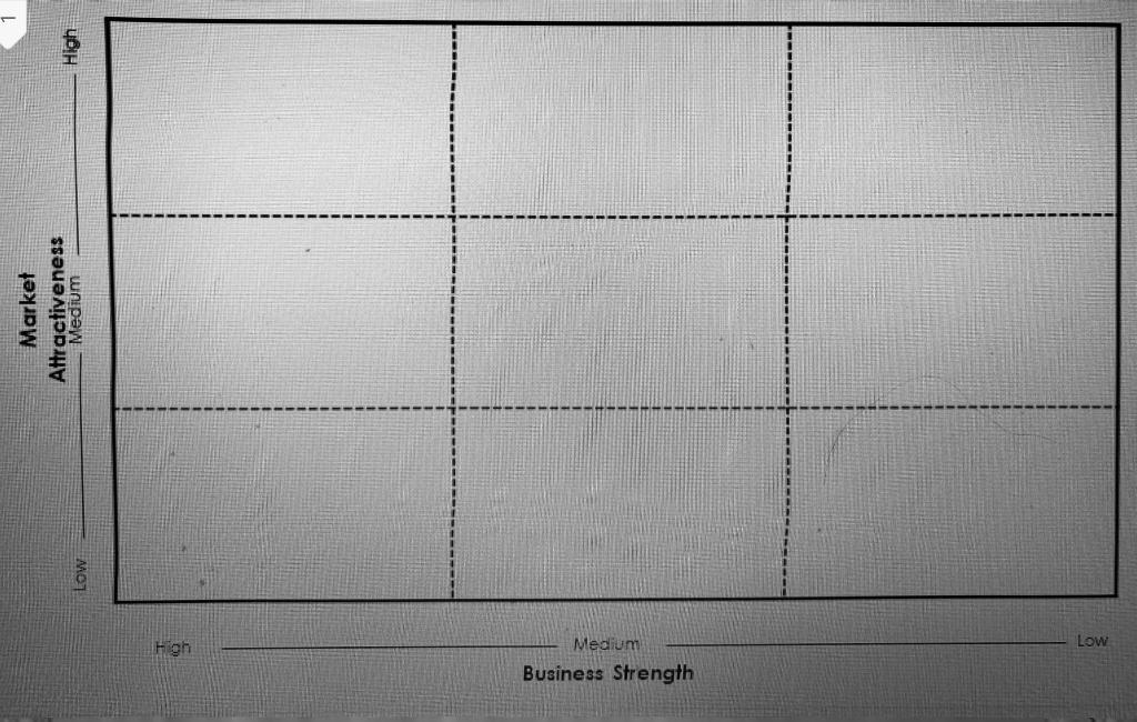 Please answer the plot box below about the GE 9 box matrix