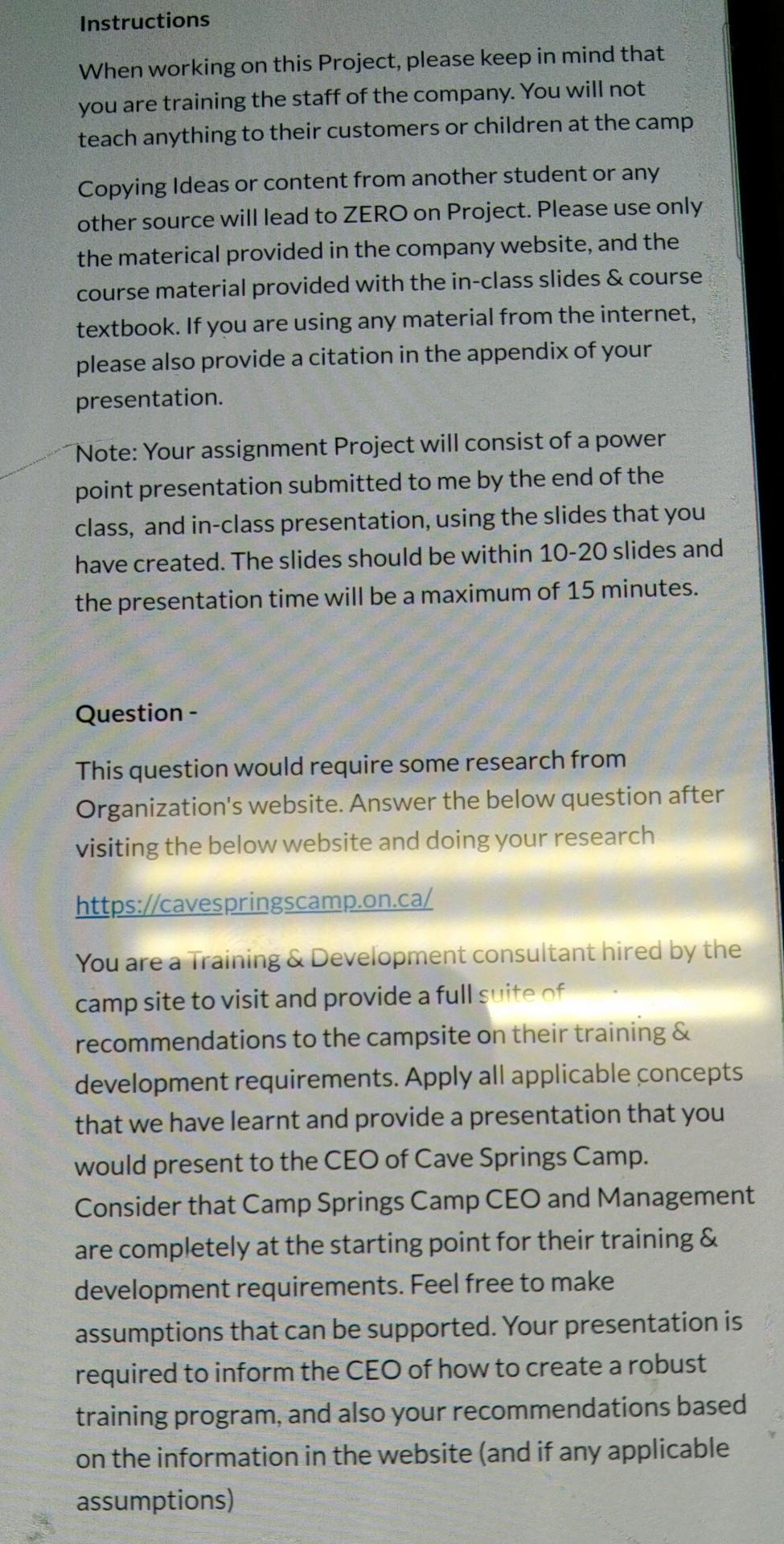  as soon as possible Instructions When working on this Project, please