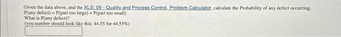 Process Control. Problem Calculator, calculate the Cp of the process knowing the