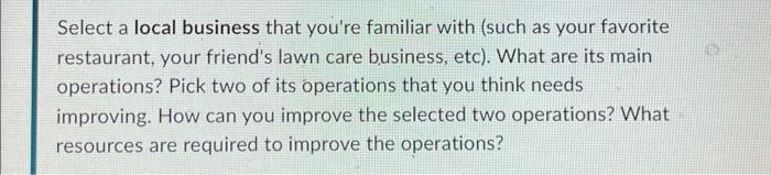 thumbs up for full out answer Select a local business that you're