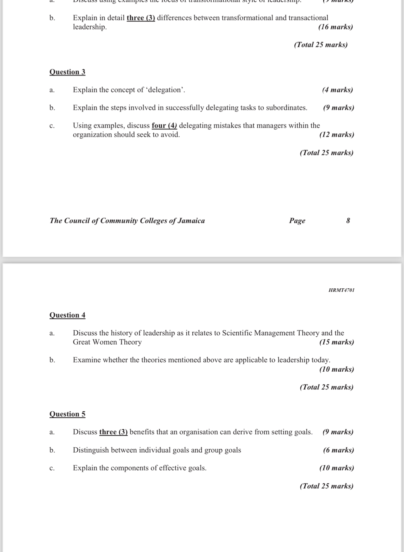  b. Explain in detail three (3) differences between transformational and transactional