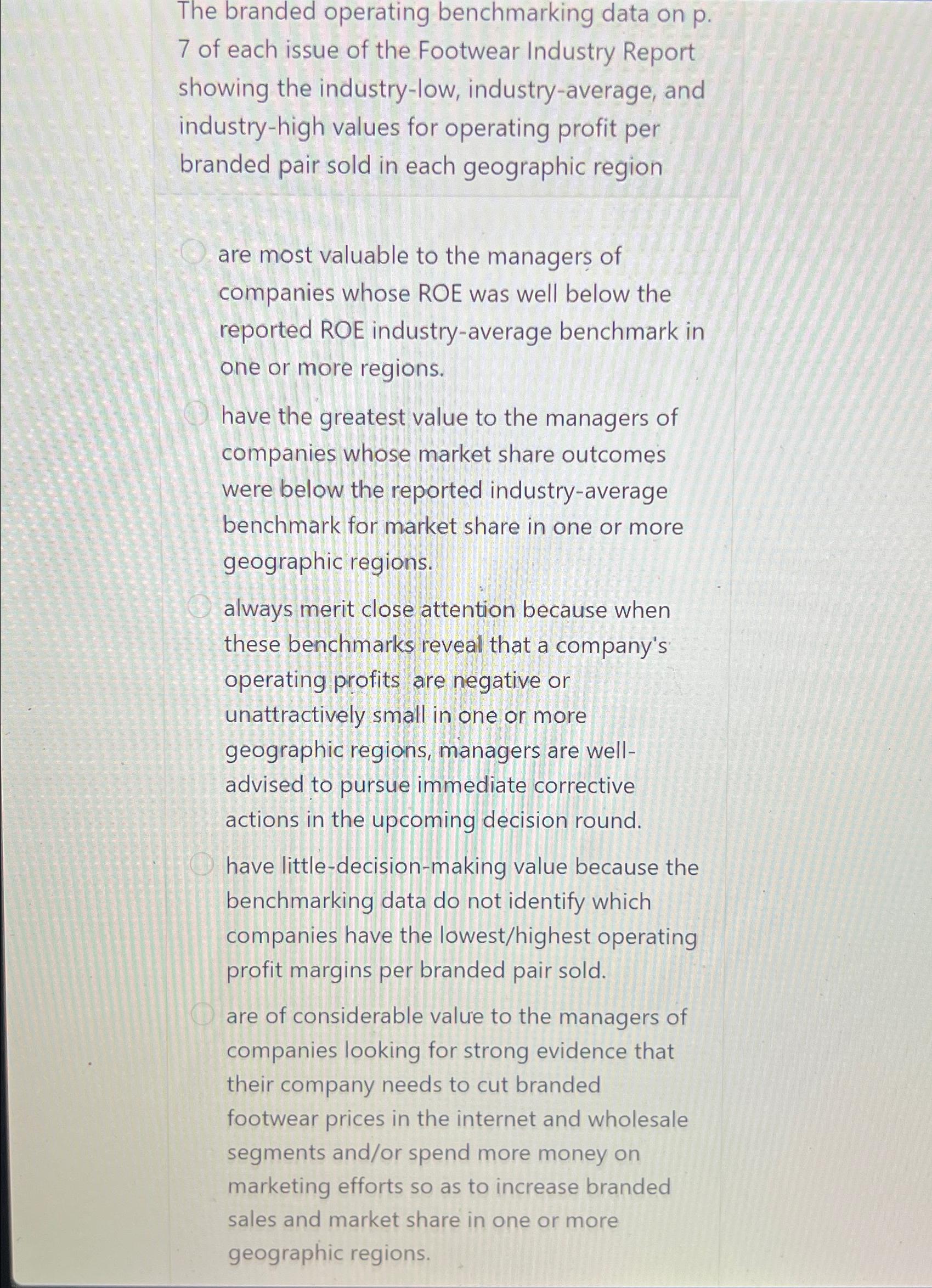 The branded operating benchmarking data on p.7 of each issue of