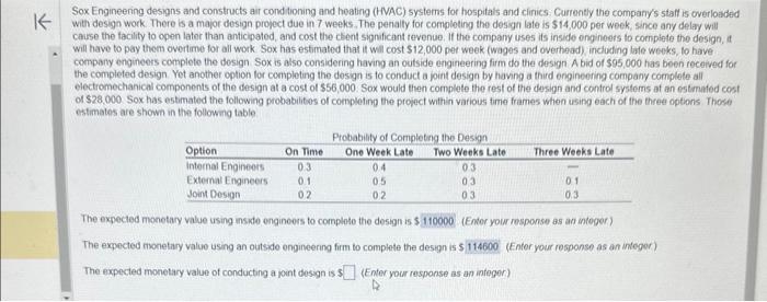 all previous answers are correct Sox Engineering designs and constructs air conditioning