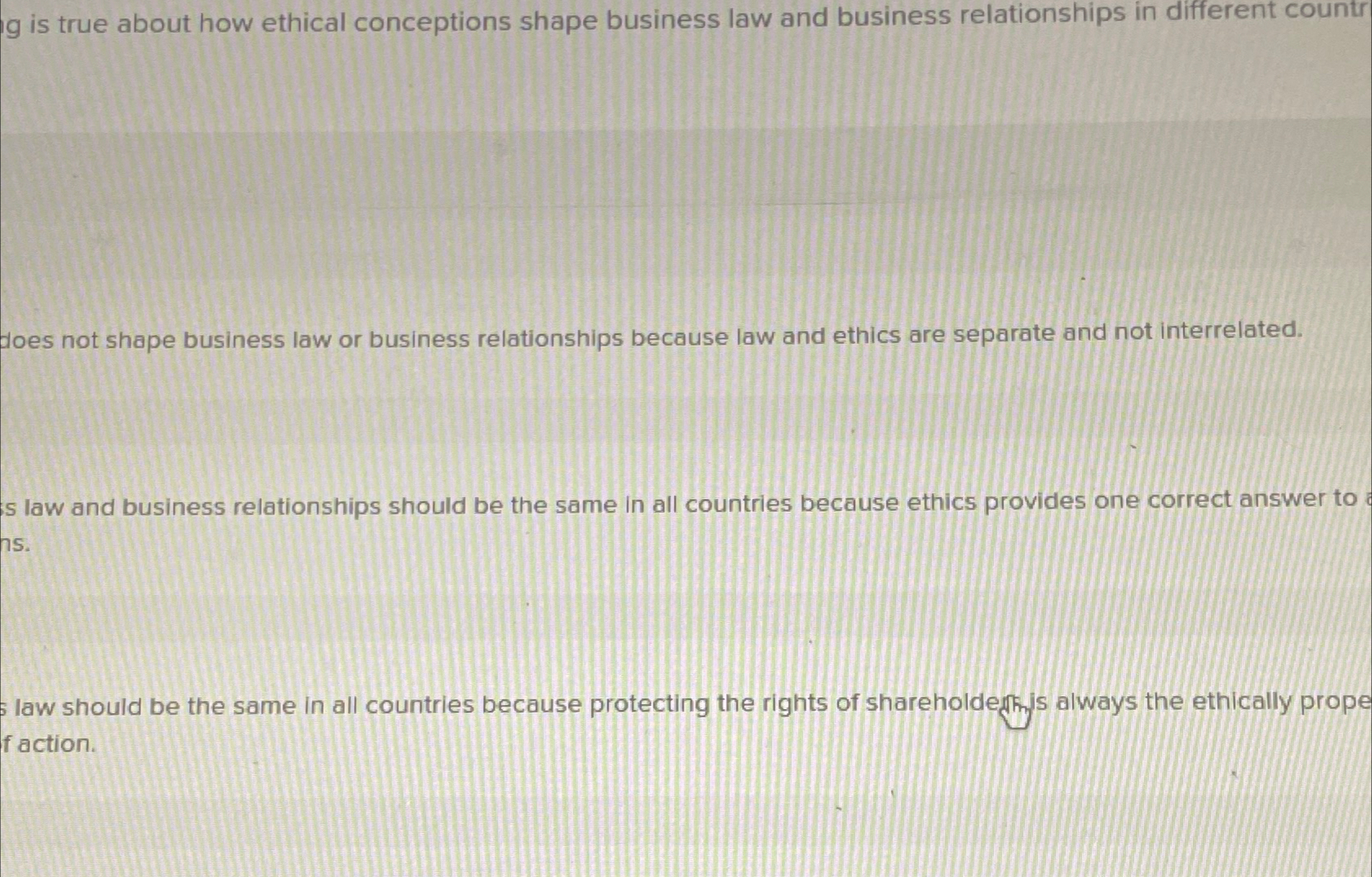  g is true about how ethical conceptions shape business law and