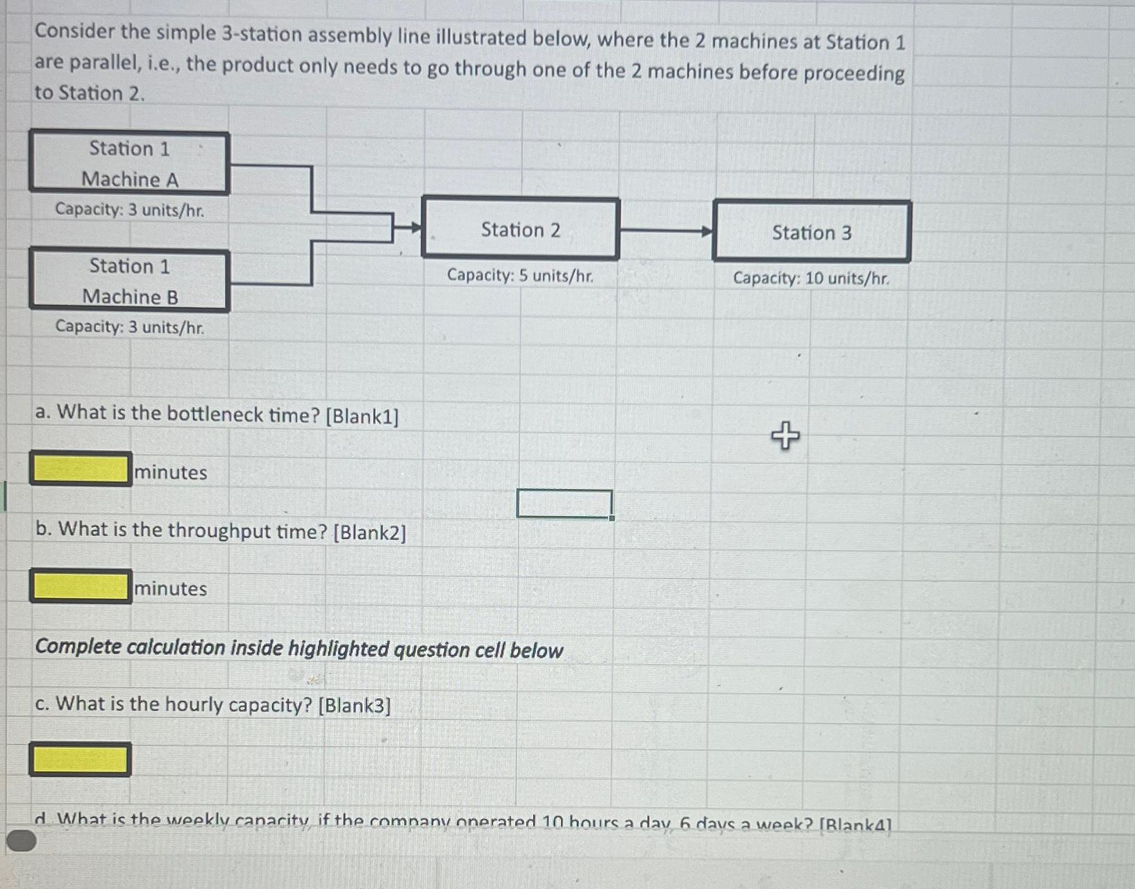  Consider the simple 3-station assembly line illustrated below, where the 2