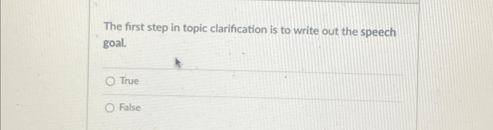 The first step in topic clarification is to write out the