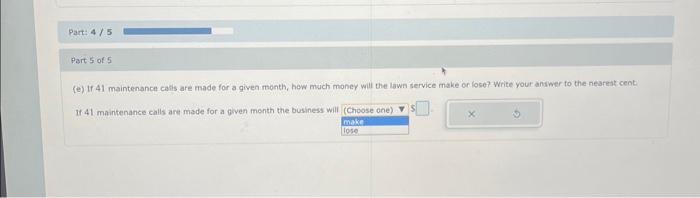 monthly profit P(x) for x maintenance calls. The linear profit function is