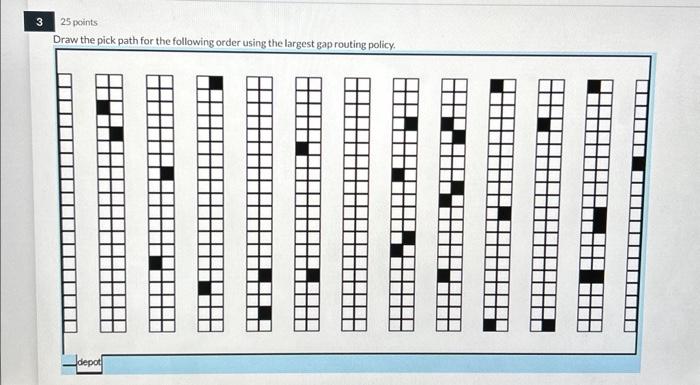 gap routing policy. Draw the pick path for the following order using