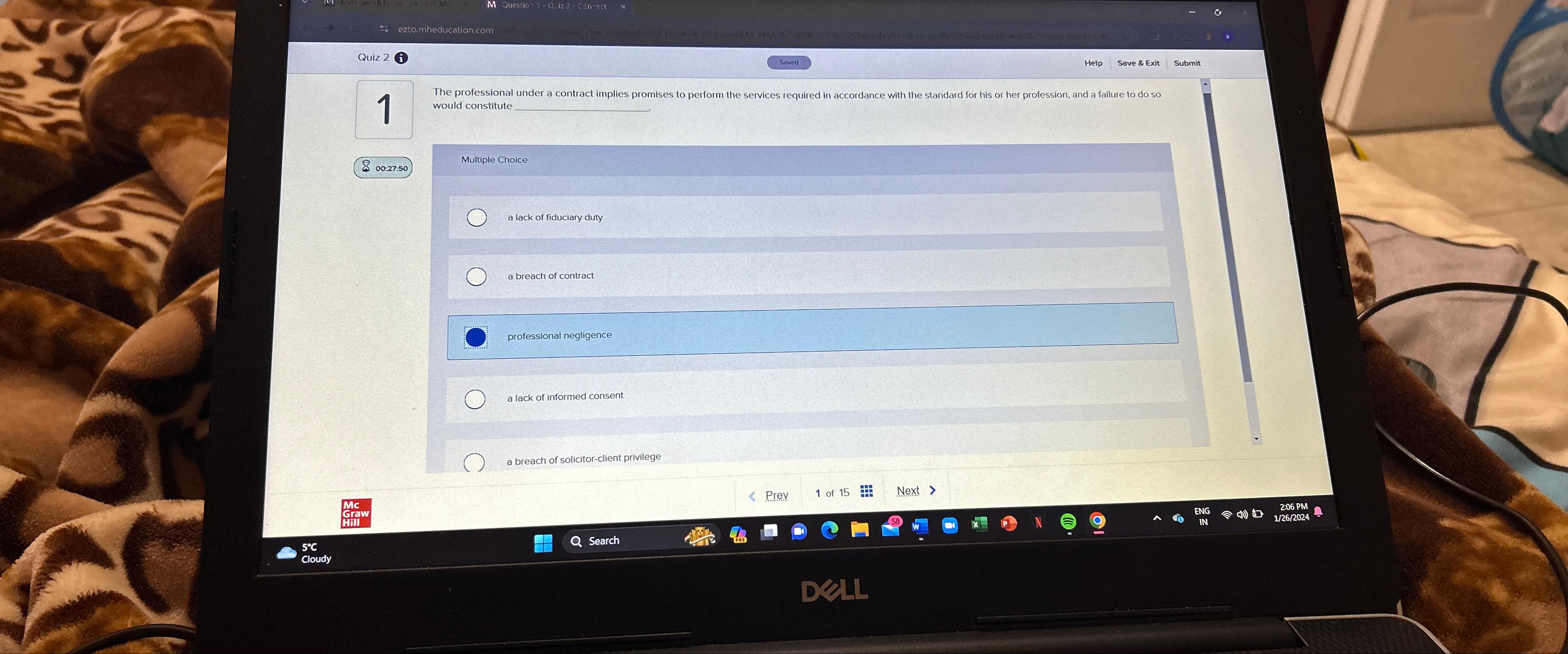  1 The professional under a contract implies promises to perform the