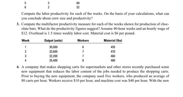 problem 3 i need help with Compute the labor productivity for each