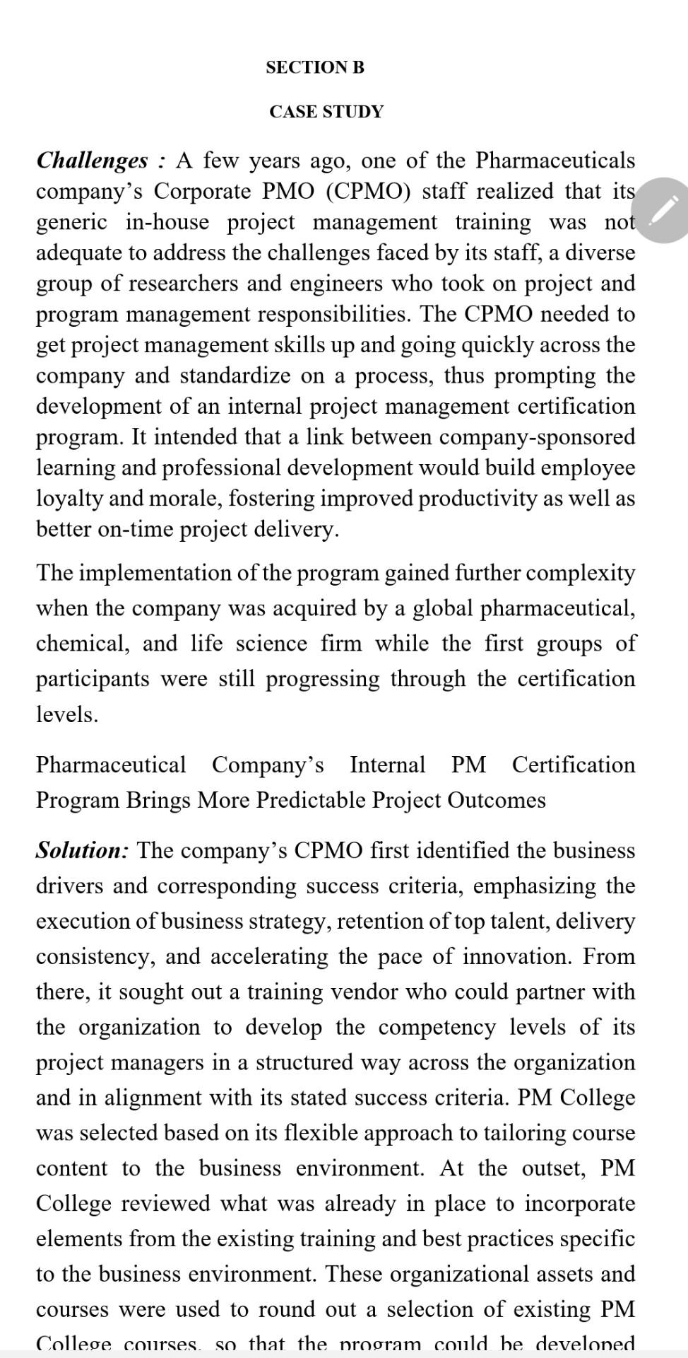 Pl ans project management case study ans MS PROJECT 13 page 1