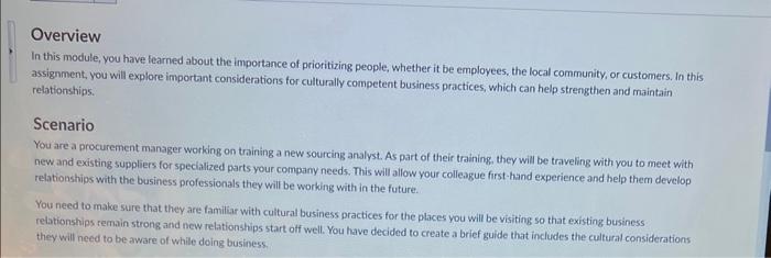  Overview In this module, you have learned about the importance of