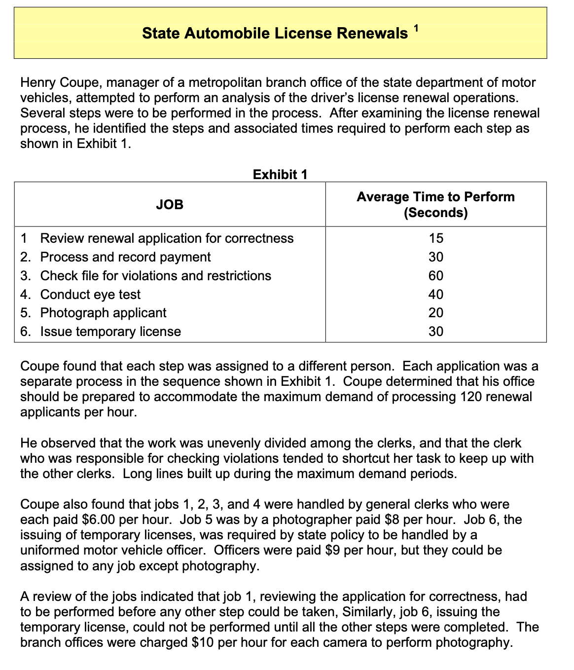 Please show all steps when solving. Thank you! Henry Coupe, manager of