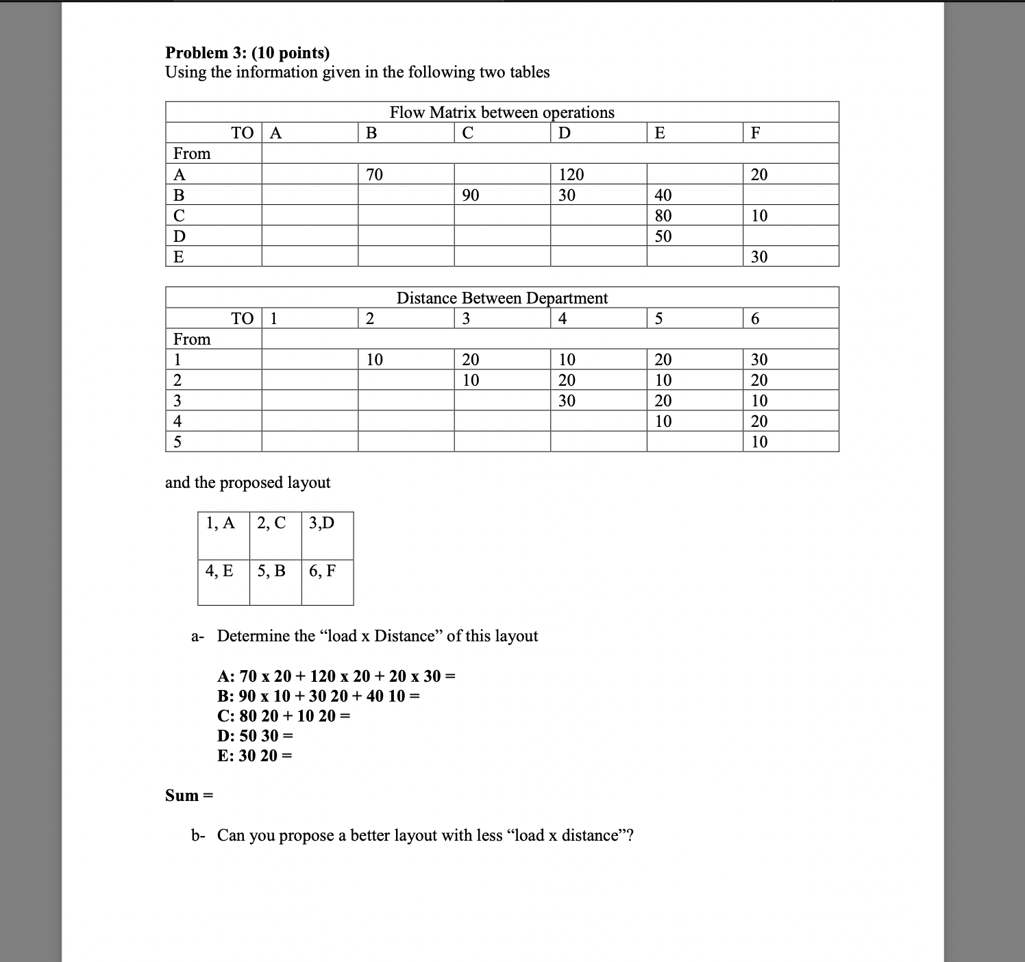  Problem 3: (10 points) Using the information given in the following