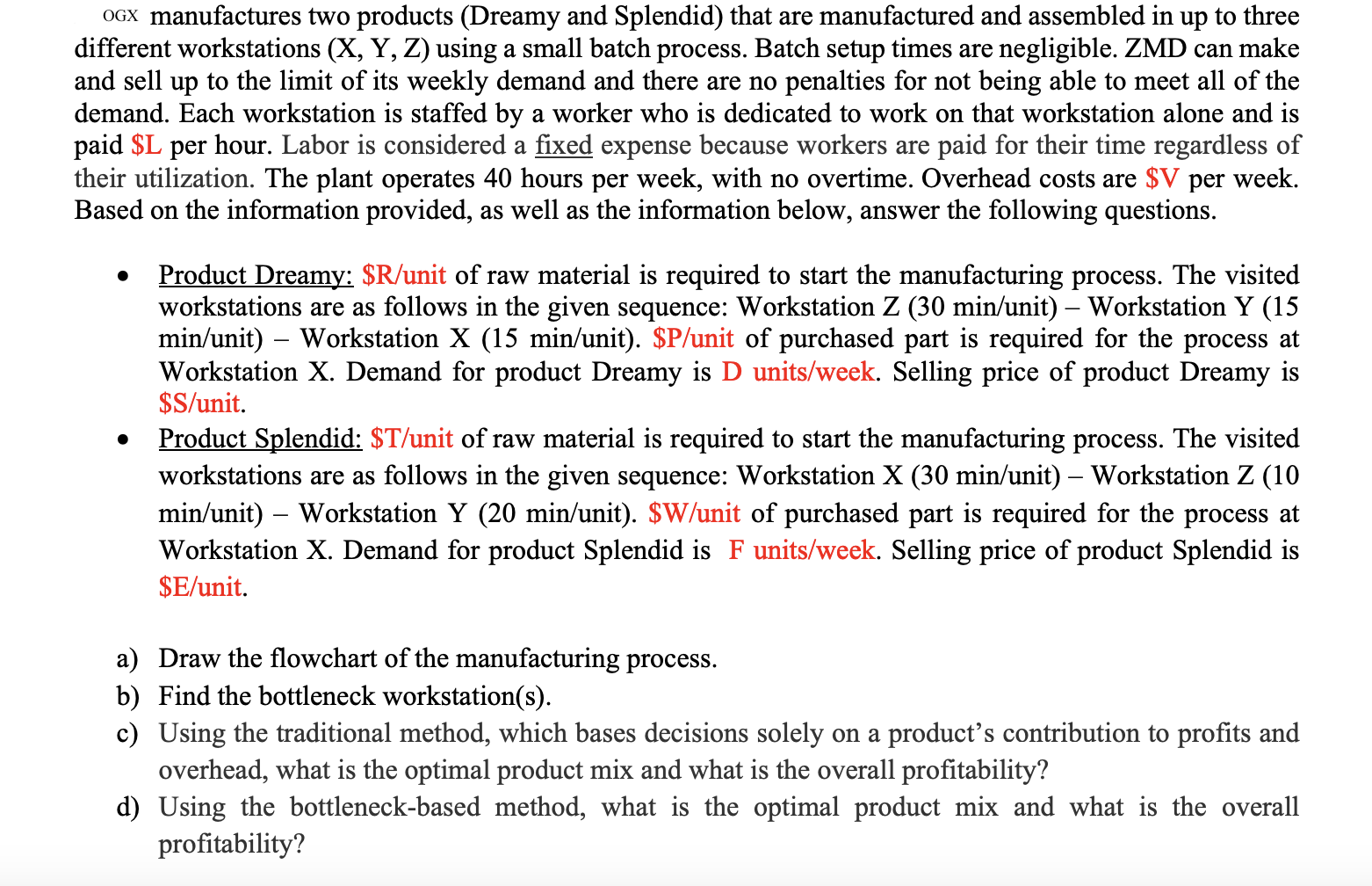 different workstations (X, Y, Z) using a small batch process. Batch