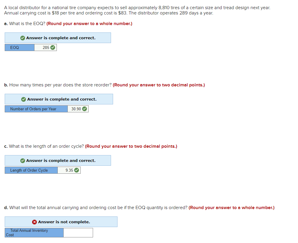 I just need help with the section part D. A local distributor