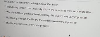  Locate the sentence with a dangling modifier error. Wandering through the